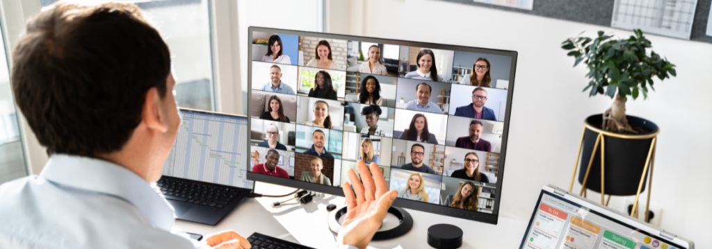 assessment and learning technologies, employee in virtual meeting