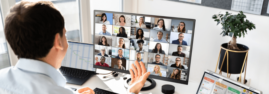 assessment and learning technologies, employee in virtual meeting